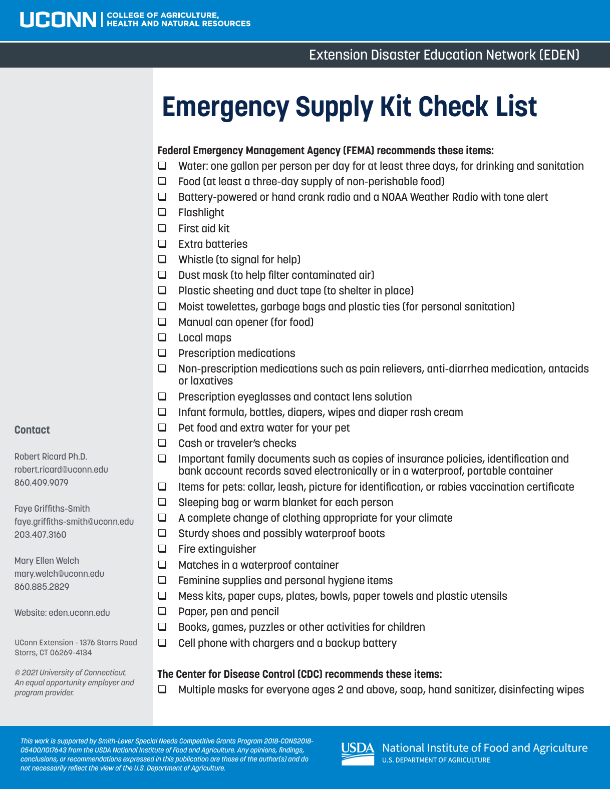 visual of the emergency checklist publication