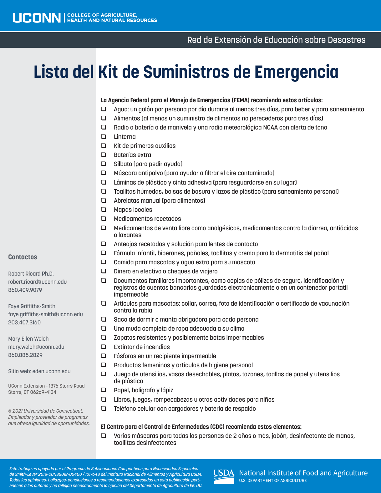 visual of the emergency checklist publication