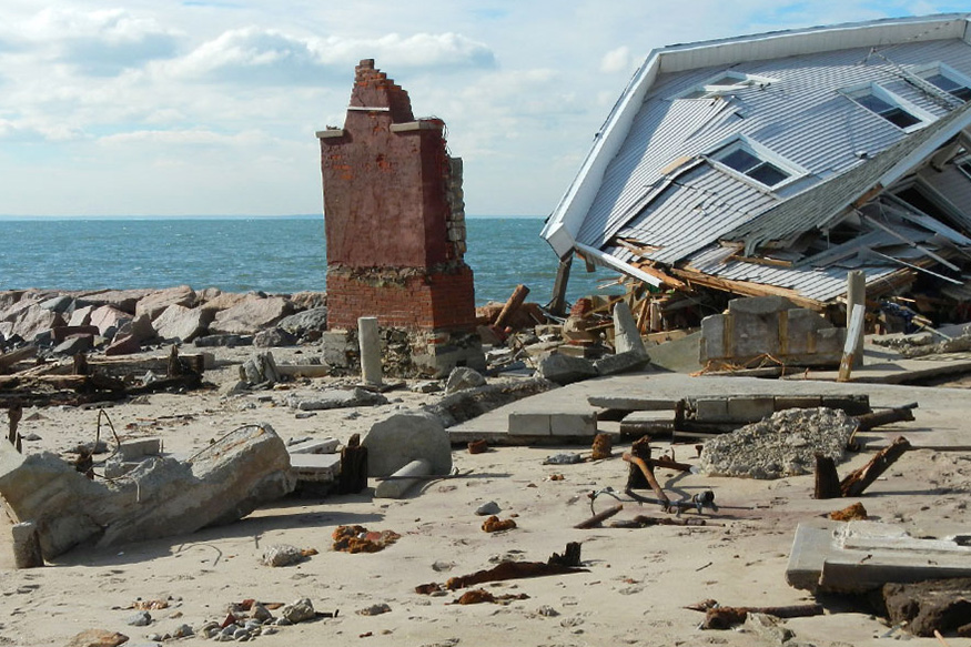 Hurricane damage on the shoreline