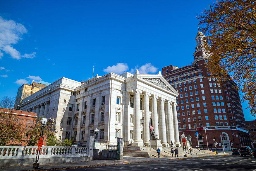 Urban town center and town hall building
